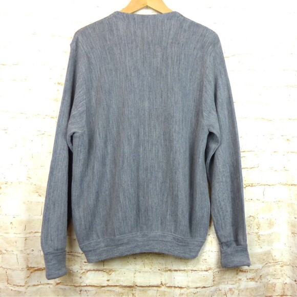 Izod Sweater Mens L Gray 90s Cardigan Button Chest Logo USA VTG Preppy Grandpa - Picture 7 of 11